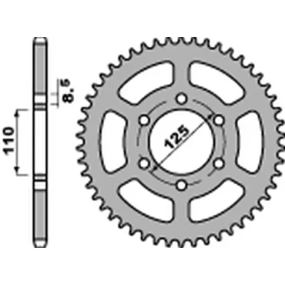 Zębatka tylna 1514 44 C45 stal Cagiva 125 Freccia '88-'89 Blues '87-'95 JTR13.44 łańcuch 520 STD.+5 na zamówienie - PBR