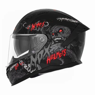 Kask integralny N401 Zumbi czarny/czerwony mat XXL z blendą - NOX