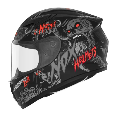 Kask integralny N731 Zumbi Kid/Junior czarny/czerwony mat S - NOX