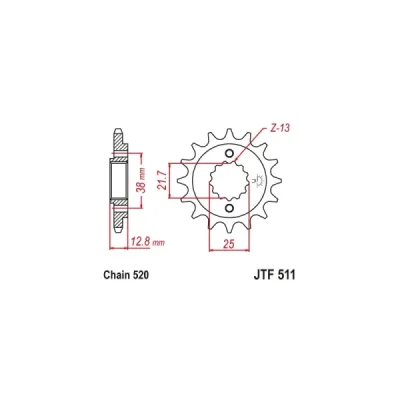 Zębatka przednia JT F511-15RB, 15Z, rozmiar 520 z tłumikiemAlternatywnie: 7260102