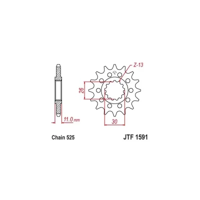 Zębatka przednia JT F1591-15RB, 15Z, rozmiar 525 z tłumikiemAlternatywnie: 7260607 Zębatka przednia JT F1591-15RB, 15Z, rozmiar 525 z tłumikiemAlternatywnie: 7260607